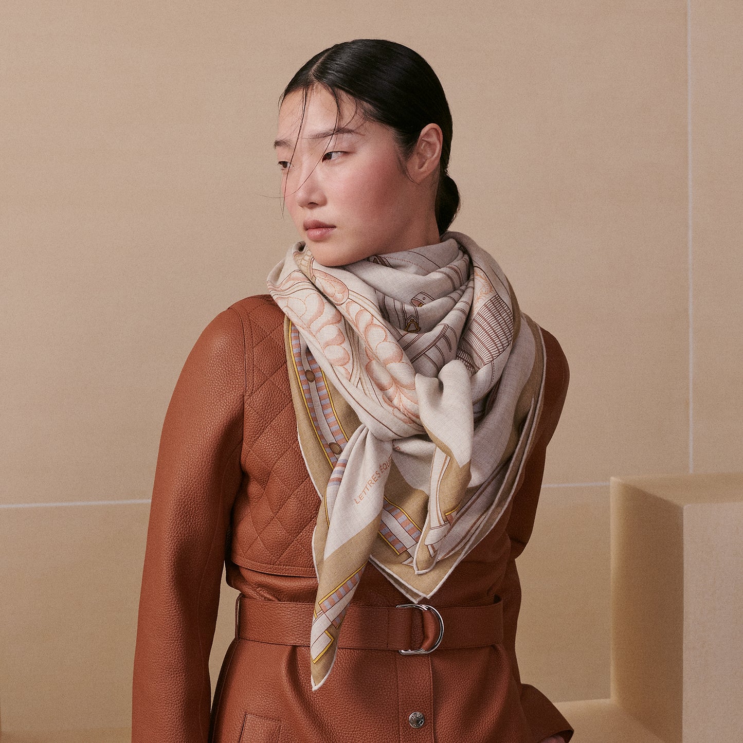 Hermes Lettres Equestres Shawl 140